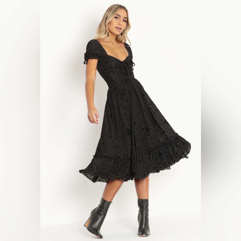 BlackMilk Clothing BURNED VELVET STARS TEA PARTY DRESS - LIMITED